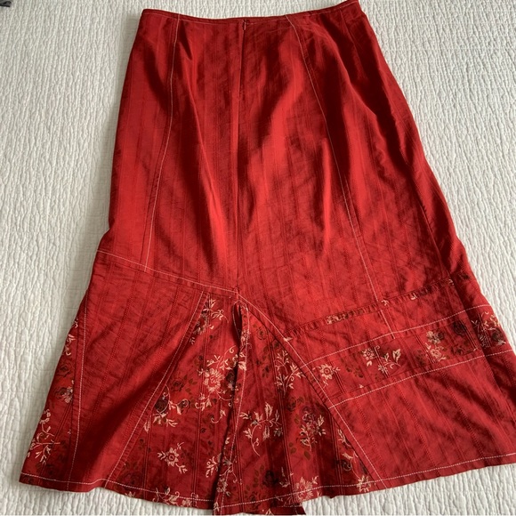 MAXI SKIRT & BLOUSE SET / COTTON / RED FLORAL / VINTAGE / BOHO / MED - LG - Picture 8 of 13